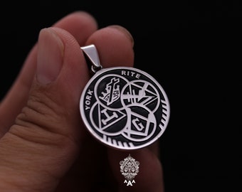 York Rite Pendant Silver Pendant Silver 925 Signet of York Rite Pendant