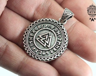 Viking pendant, Valknut Viking pendant, Viking pendant,Sterling Silver 925 Black oxidize.