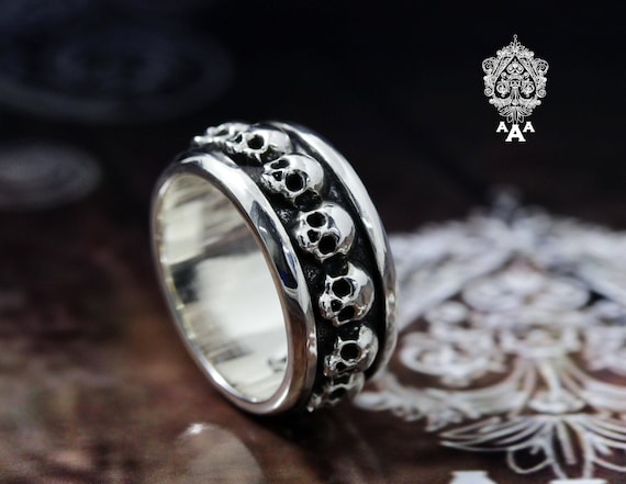 Skull ring, Goth ring,Silver Skull Ring,Skull jewelry,Sterling Silver 925 Black oxidize.