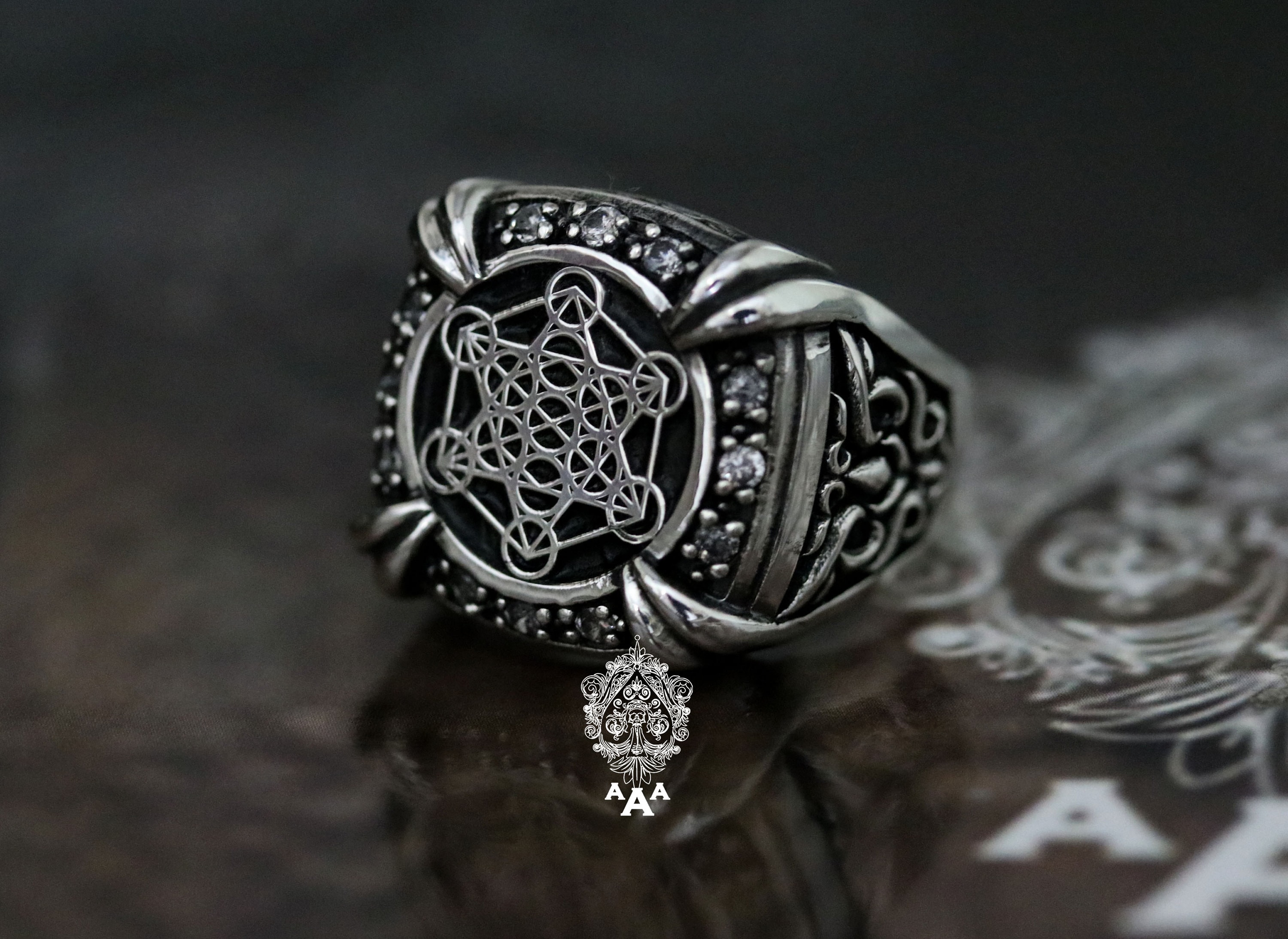 Scared Geometry Ring Metatron Cube Ring Silver Ring Sacred Geometry Ring Ring Sterling ...