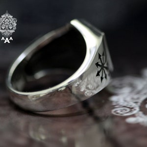 Sigil of Lucifer ring,Chaos star ring,Sterling Silver 925 Black. image 5