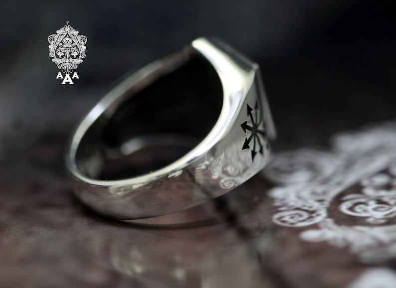 Sigil of Lucifer ring,Chaos star ring,Sterling Silver 925 Black. image 5