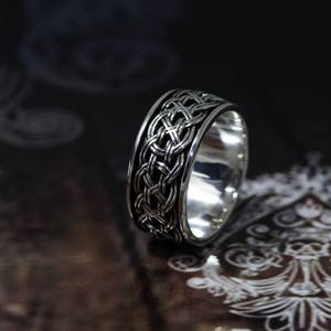 Celtic men ring Celtic knot ring knot jewelry Celtic Wedding Rings Sterling Silver 925 Black (RC 012)