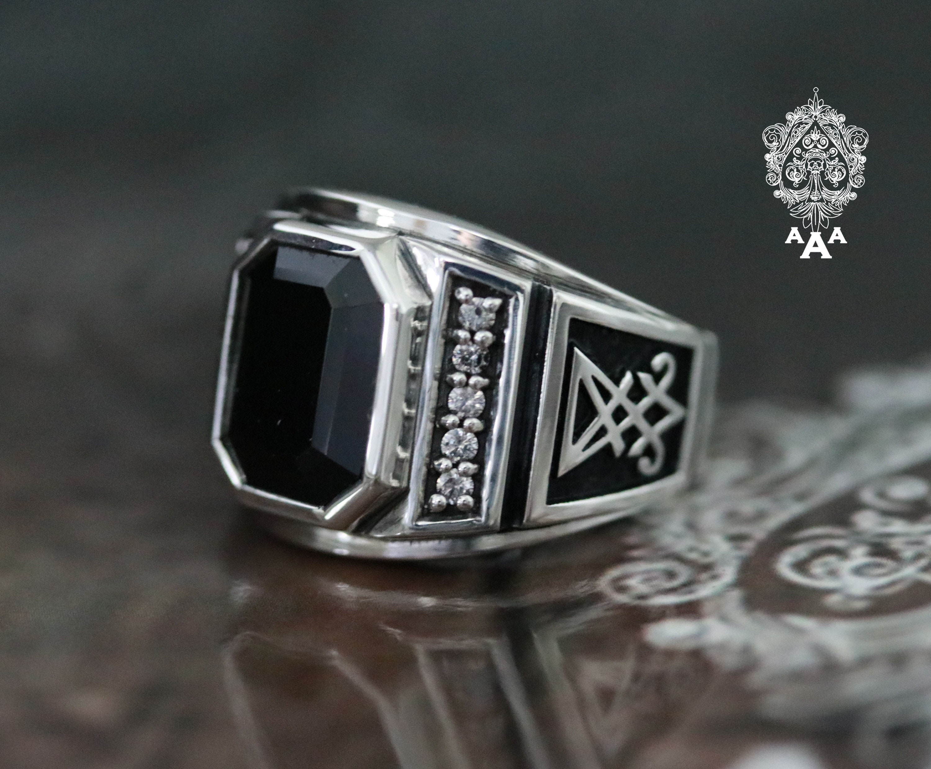 Lucifer Ring Onyx Ring Onyx Silver Ring Lucifer Series Sterling