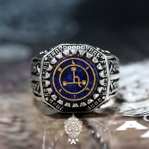 Lilith sigil ring.Lapis Lazuli Lilith ringSterling Silver 925 Black.