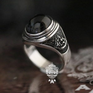Black pearl silver ring deals