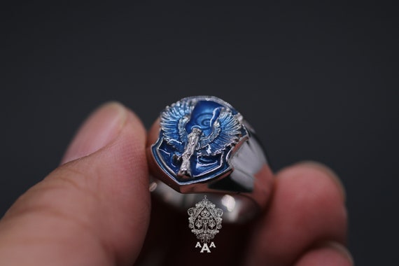 Ravenclaw Ring Silver 925 Blue Enamel Ravenclaw House Ring Etsy UK