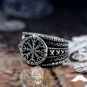 Helm of Awe Ring,Ring Aegishjalmur,Aegishjalmur Helm Of Awe Norse Viking ring.Viking ring,Viking jewelry,Sterling Silver 925 Black oxidize.