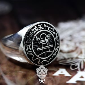 Seal of solomon ring,Secret Seal of King Solomon ring,Sterling Silver 925 Black.