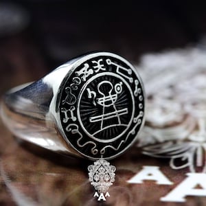 Seal of solomon ring,Secret Seal of King Solomon ring,Sterling Silver 925 Black.