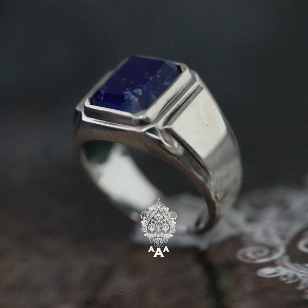 Lapis Lazuli bague Lapis Lazuli Homme Série Sterling Argent 925 Noir