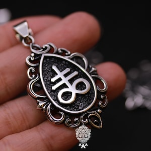 Satanic Leviathan Pendant Satanic Cross Pendant Satanic Pendant Silver Pendant