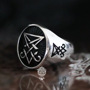 Sigil of Lucifer ring,Sterling Silver 925 Black. image 2