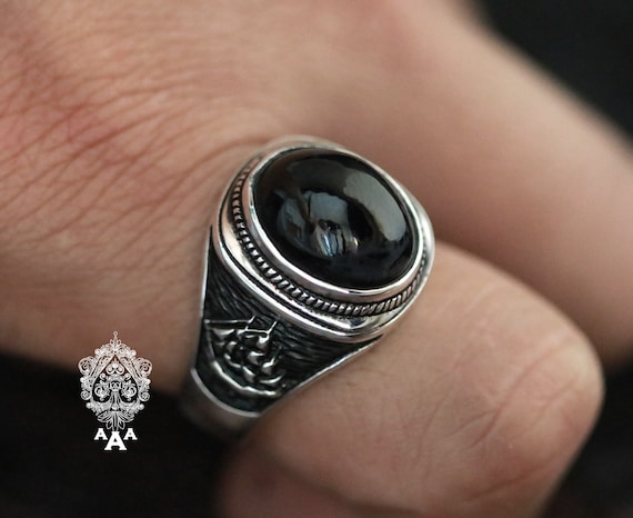  Anillo de plata de ley 925 para hombre, joyería de piedra de  ónix de moda, regalo vintage Onyx Aqeq para hombre, todos los tamaños :  Ropa, Zapatos y Joyería