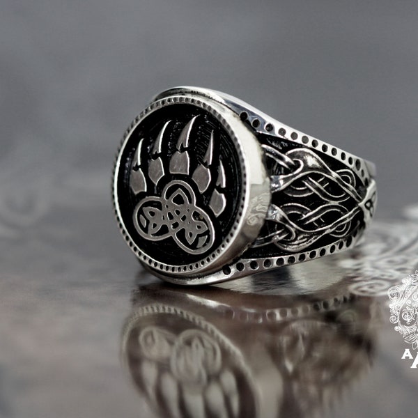 Bague slave patte d'ours, bague viking, bijoux viking, argent sterling 925.