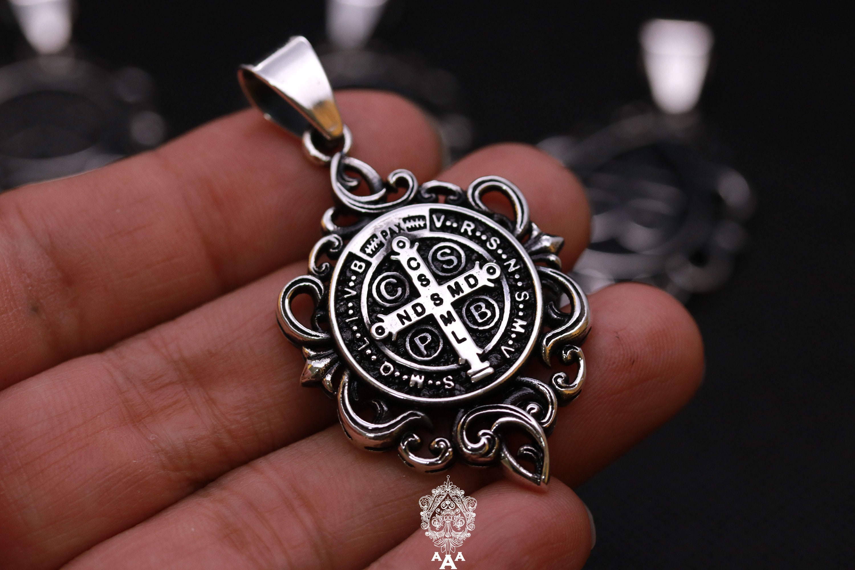 St.Benedict Exorcism Pendant St.Benedict Pendant Exorcism Pendant Silver Pendant