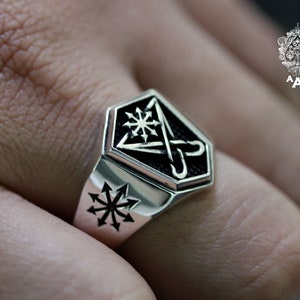 Sigil of Lucifer ring,Chaos star ring,Sterling Silver 925 Black. image 6