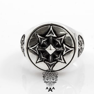 Symbol of Chaos ring,Chaos star ring,Sterling Silver Chaos Ring,Sterling Silver 925 Black oxidize.