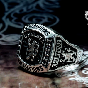 Anillo Chelsea, anillo Chelsea Football Club, anillo de plata 925, plata de ley 925 negro.