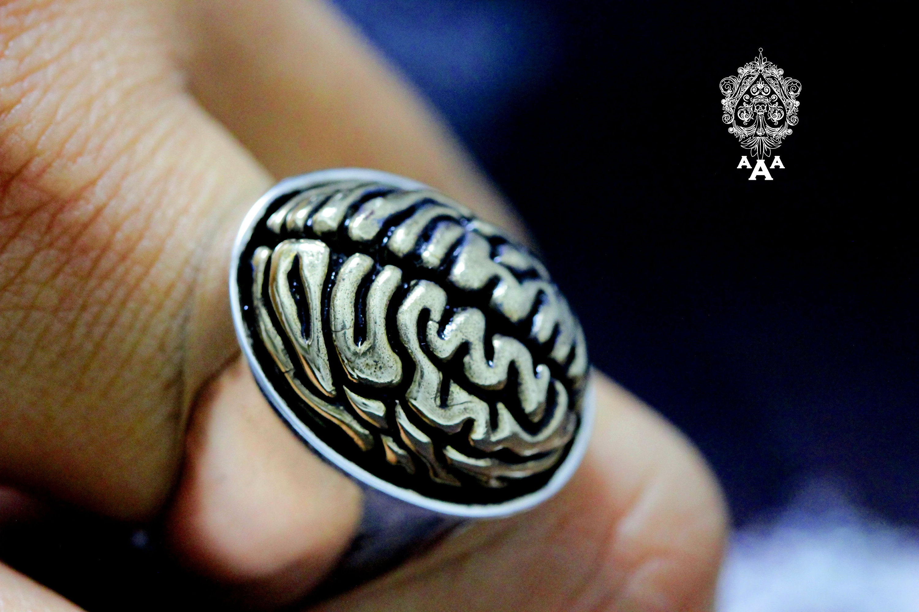 Brain Ring Brain Ring,silver Anatomical Brain Ring,neuron Ring,sterling Silver 925 ...
