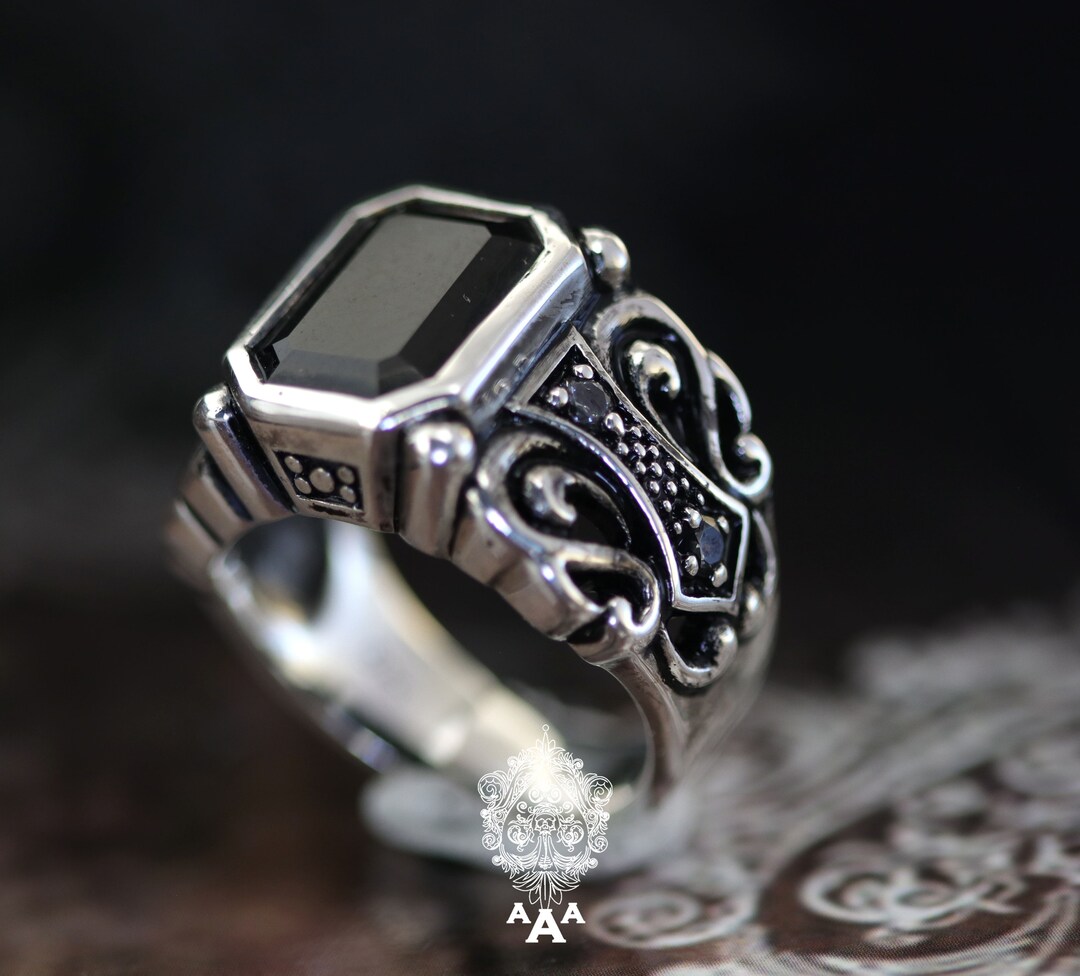 silver オニキス　リング　デザイン リング オニキス リング、オニキス メンズ リング、シルバー リング