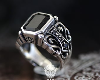 Onyx Ring,Onyx Men Ring,Silver ring,Sterling Silver 925 Black oxidize.