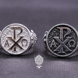Chi Rho Ring Alpha Omega Ring Silver 925 Chi Rho Ring