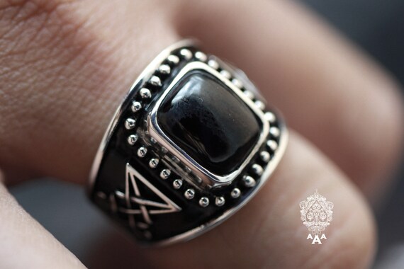 Bague Sigil de Lucifer Bague En Onyx Nouvelle Bague en Argent Onyx Serie Lucifer En Argent Sterling 925 Noir. Etsy France