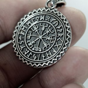 Viking Vegvisir Pendant,runic Vegvisir Pendant,sterling Silver 925 ...