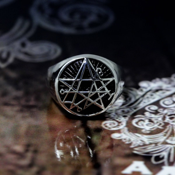 Necronomicon ring,Necronomicon jewelry,Sterling Silver 925 Black oxidize.