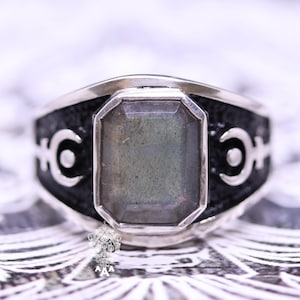 Labradorite Hades Signet Ring Silver 925 Natural Labradorite Hades Ring Hades Astrology Pluto Ring