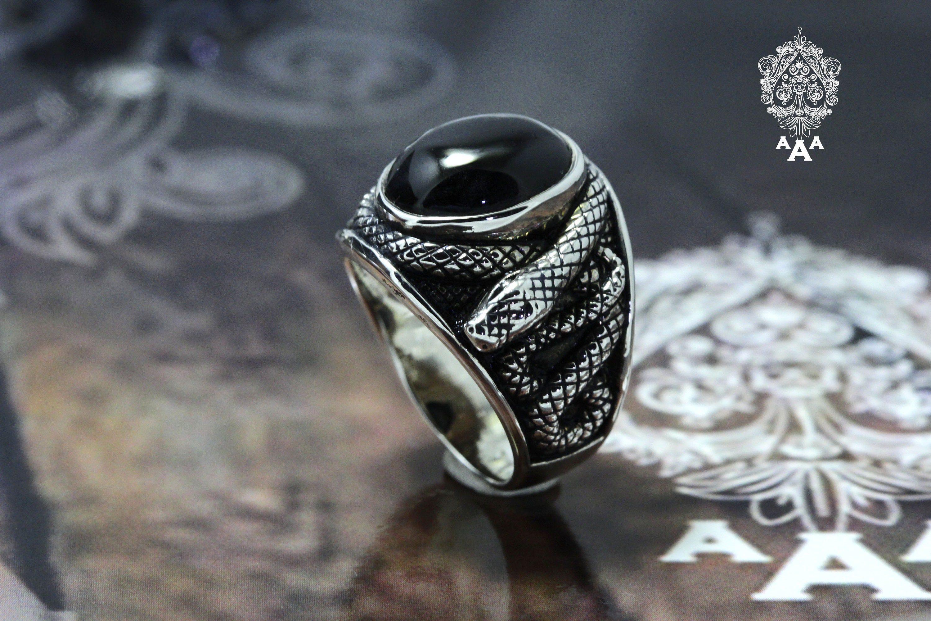 Snake Onyx Ring,onyx Ring,snake Ring,snake Eyes Ring,onyx