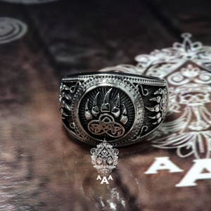 Bear Paw ring,Bear Paw Slavic ring,Bear Paw viking,Viking ring,Viking jewelry,Sterling Silver 925 Black oxidize.