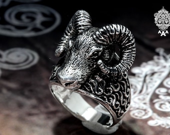 Ram Ring,Ram Head Ring,Aries Ring,Ram viking Ring,Sterling Silver 925