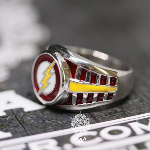 Flash Ring, The Flash Ring,Power Flash Ring, Ring 925 Sterling Silver, Color  Enamel White Gold Plated.