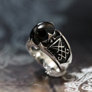 Lucifer ring,Lucifer Onyx Ring Ring with Onyx Sterling Silver 925.
