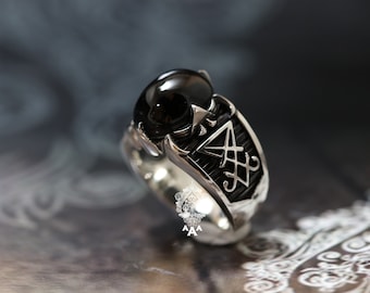 Anillo Lucifer,Anillo Lucifer Ónix Anillo con Ónix Plata de Ley