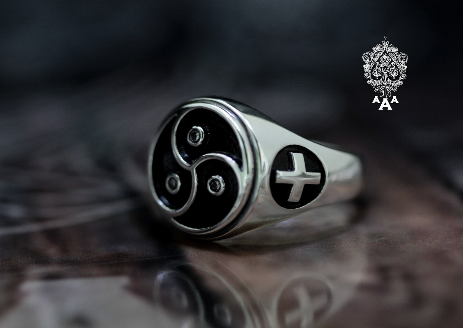 BDSM Ring BDSM Symbol Women Ring Silver 925 in Black With CZ - Etsy