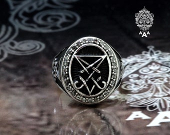 Sigil of Lucifer ring Lucifer Series Sterling Silver 925 Black