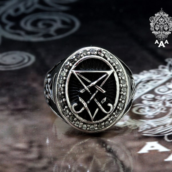 Sigil of Lucifer ring Lucifer Series Sterling Silver 925 Black
