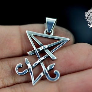 Luzifer Anhänger, Sigil von Luzifer Anhänger, Sigil von Luzifer Schmuck, Sterling Silber 925 Schwarz.