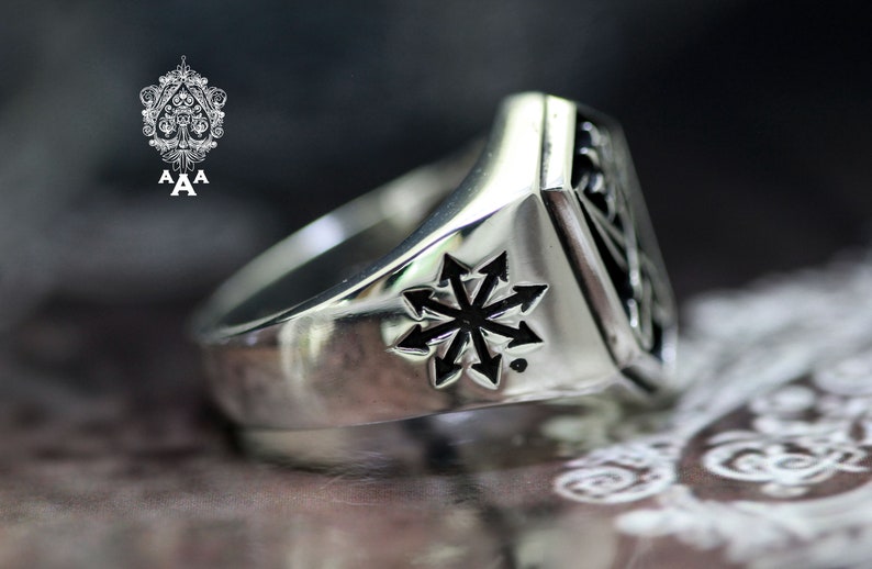 Sigil of Lucifer ring,Chaos star ring,Sterling Silver 925 Black. image 4