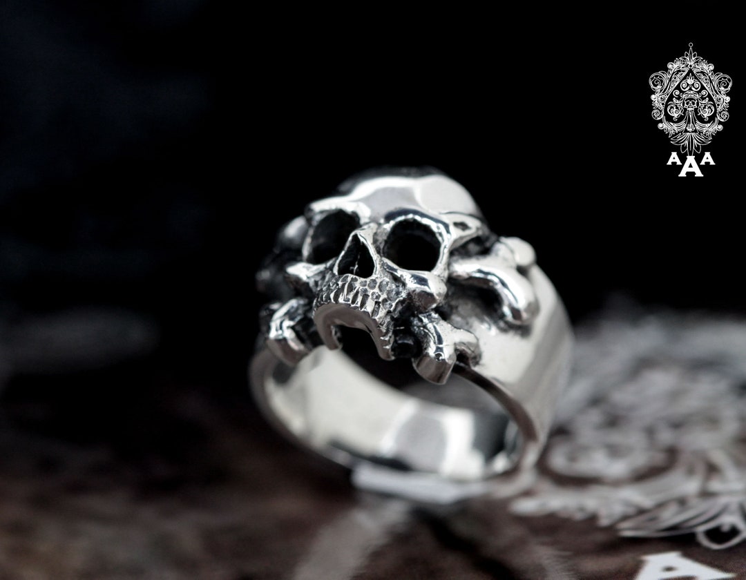 Night Rider Skull Rings Skull Ring,skull Rider Ring,skull Men Ring,sterling Silver 925 Black ...