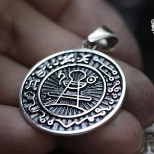 Zegel van solomon hanger, zegel van solomon sieraden, Sterling Zilver 925 Zwart.