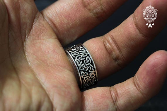 Anello Fascia Argento 925 Con Nodo Celtico Ossidato – Sac Silver – Taglie Dalla 4 Alla 13 - Foto 2