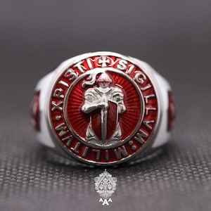 Knight Templar Ring Knight Templar Red Ring Templar Ring Silver Templar Ring Silver 925