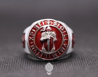 Knight Templar Ring Knight Templar Red Ring Templar Ring Silver Templar Ring Silver 925