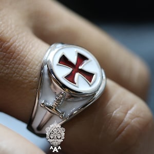 knights templar cross ring Templar Cross Ring,Templar Ring,Silver Masonic Ring,Silver Cross Ring,Sterling Silver 925 white gold plated