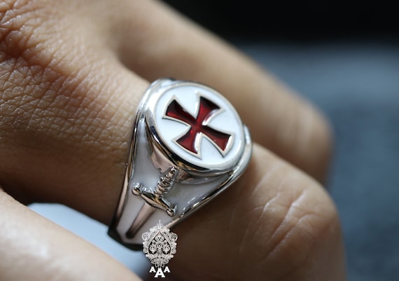 Templar Cross Signet Men Ring Knight Templar Sterling Silver 