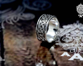 Celtic knot ring,knot jewelry,Celtic Band Ring,Sterling Silver 925 Black oxidize.(RC 004)